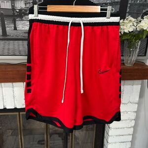 Nike Men’s Dri-Fit Shorts basketball workout Large Red Black White Stretch